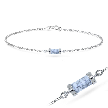 White Turquoise Silver Bracelet BRS-236